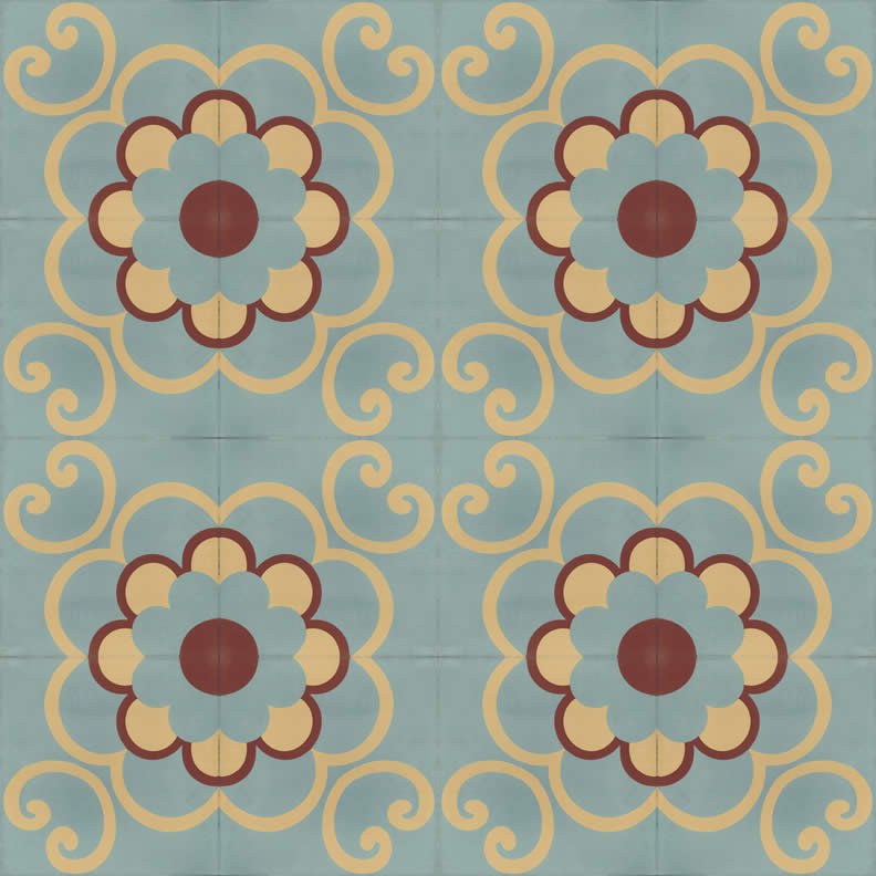 Moroccan Encaustic Cement Pattern 13e, 20 x 20cm - Tiles &amp; Stone To You