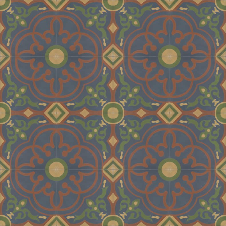 Moroccan Encaustic Cement Pattern 14e, 20 x 20cm - Tiles &amp; Stone To You