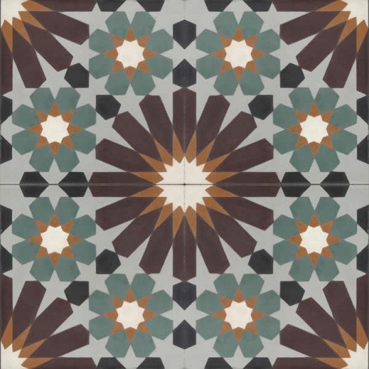 Moroccan Encaustic Cement Pattern 19a, 20 x 20cm - Tiles &amp; Stone To You