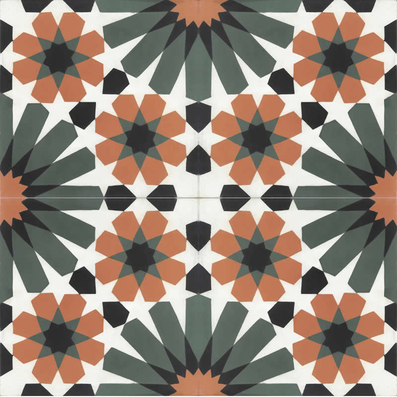 Moroccan Encaustic Cement Pattern 19c, 20 x 20cm - Tiles &amp; Stone To You