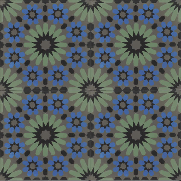 Moroccan Encaustic Cement Pattern 23a, 20 x 20cm - Tiles &amp; Stone To You