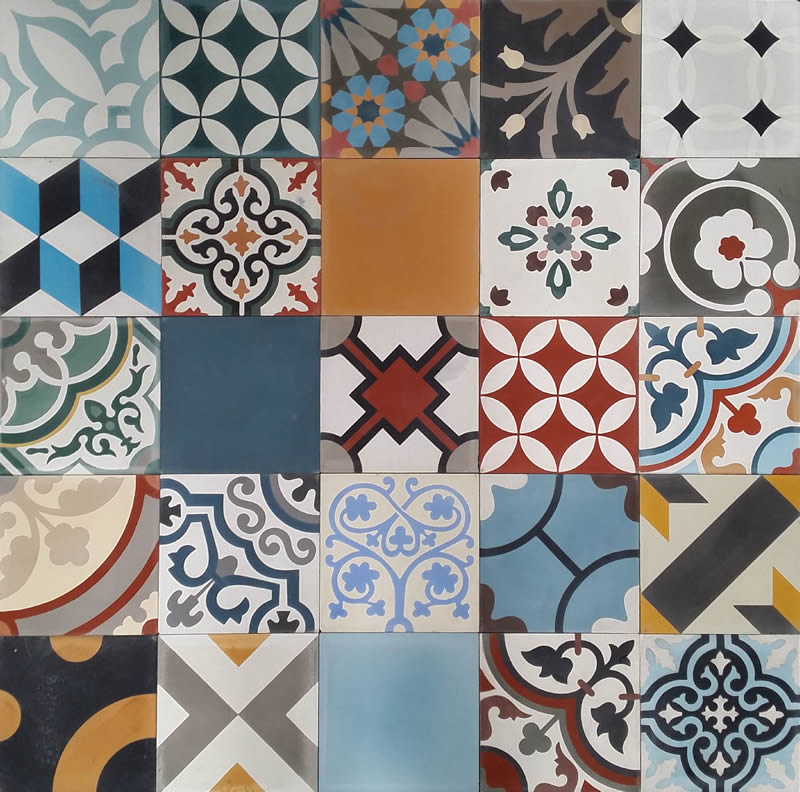 Moroccan Encaustic Cement Pattern Random Mix Colourful, 20 x 20cm - Tiles &amp; Stone To You