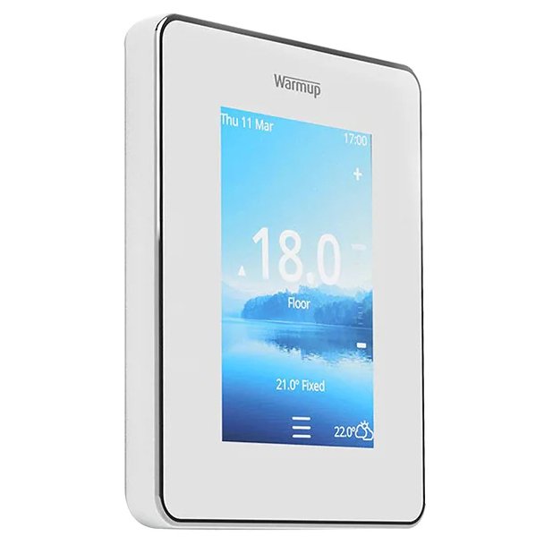 Warmup - 6iE WiFi Bright Porcelain Thermostat, Light Chrome (26317) - Tiles & Stone To You