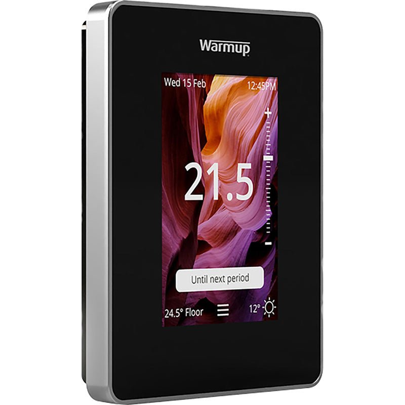 Warmup - 6iE WiFi Onyx Black Thermostat, Dark Chrome (26316) - Tiles & Stone To You